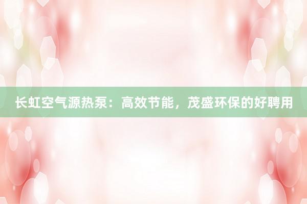长虹空气源热泵：高效节能，茂盛环保的好聘用